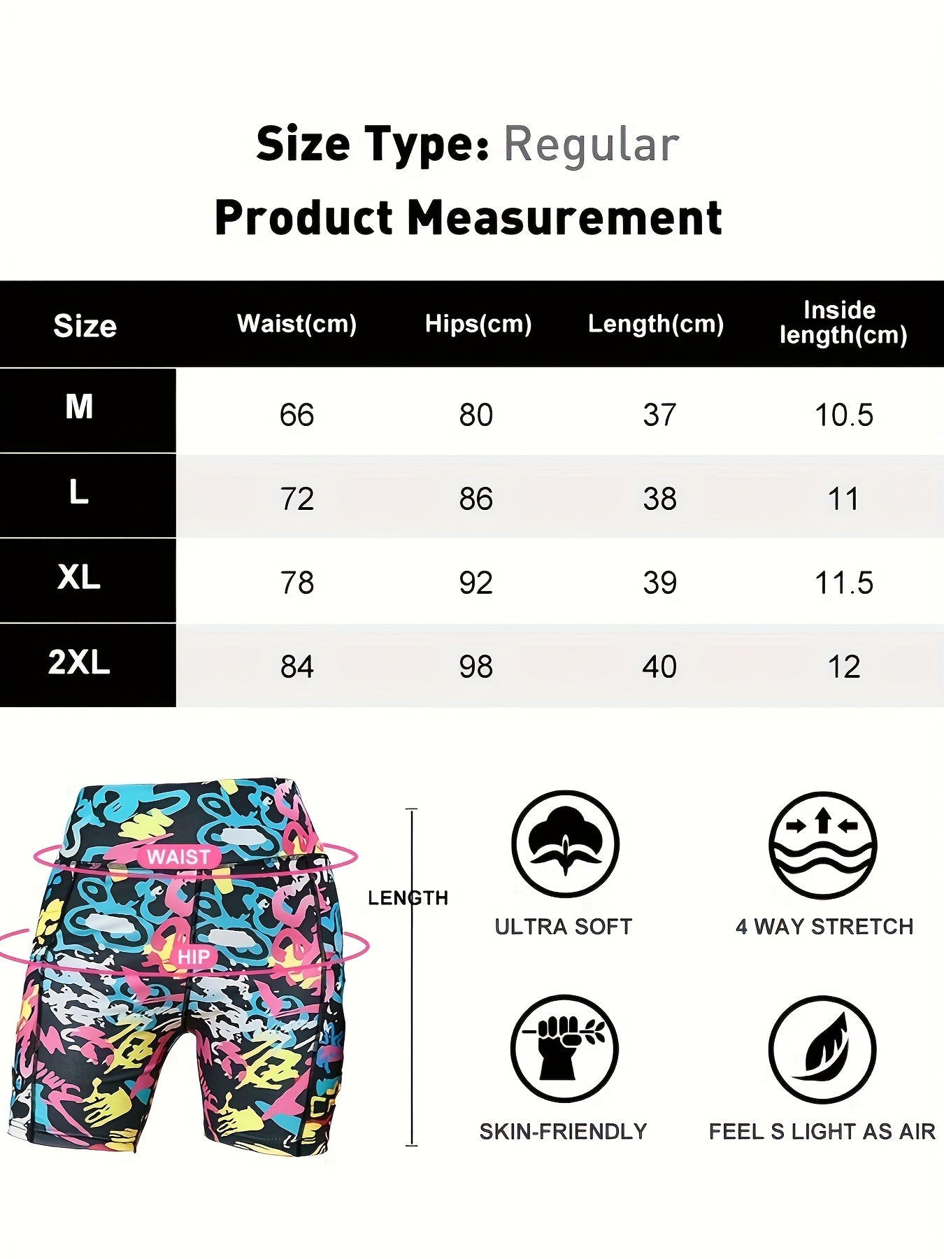 4-Way Stretch Women'S Fashion Printed 3-Inch Shorts Body-Hugging Fit, Tie-Dye Print with Side Pockets, High-Waisted Tummy Control