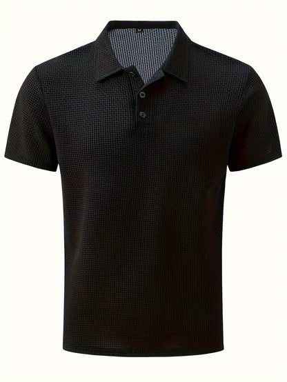 Men's Ice Silky Elastic Solid Short Sleeved Lapel Golf Shirt, Summer Outdoor Cool Polo Shirt T-shirt, Men's Gift