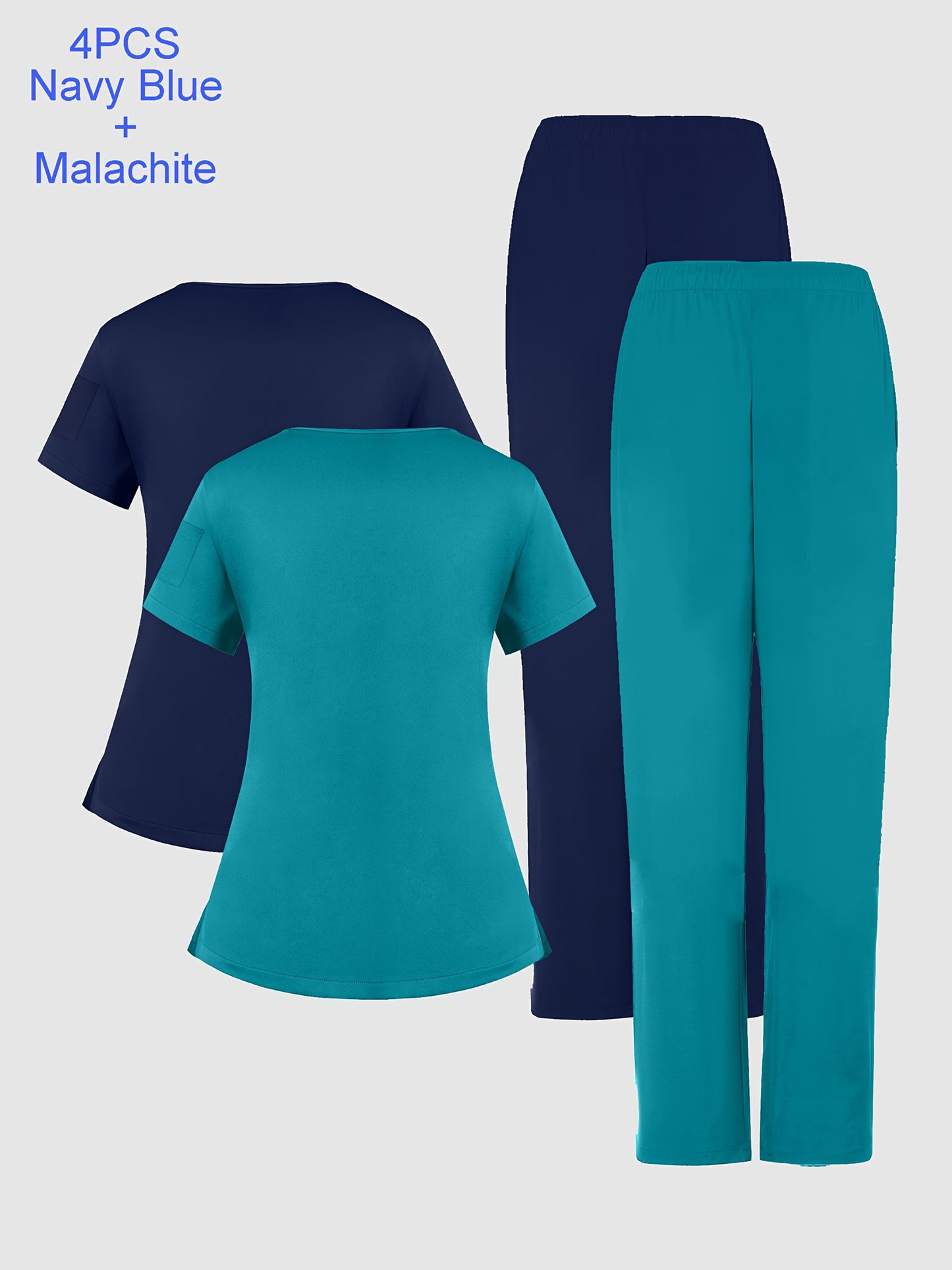 [Breathable Work Clothes] 4pcs Set of Women's Frosted Breathable Uniform with Pockets, Hand Washing Clothes, Work Clothes, Hand Brushing Clothes, Pants Set