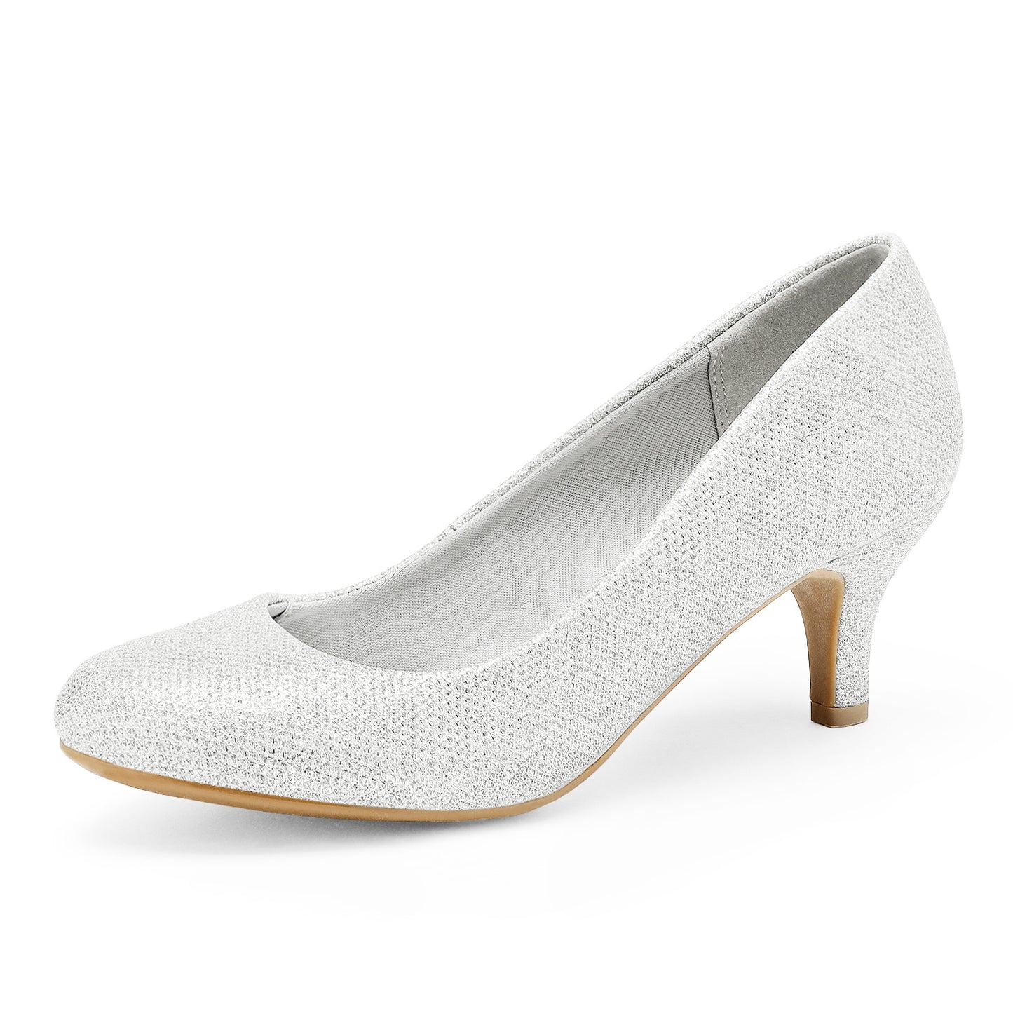 Women's Bridal Wedding Party Low Heel Pump Shoes comfortable, Round Toe, Slip On, easy slip on style, close toe, low heel fasion shoes - Latex padded insole for added comfort
