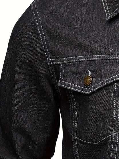 Men'S Vintage Denim Jacket, Casual Urban Style Multi-Pocket Denim Coat