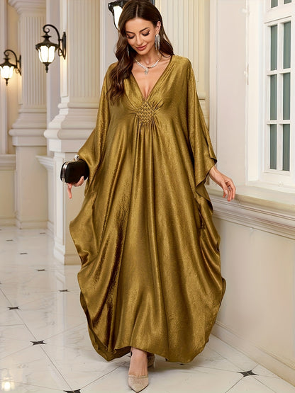 Women'S Caftans Kaftan Dresses Beach Cover Up Oversized Loose Beach Blouse Woven Gorgeous Golden Holiday Robe