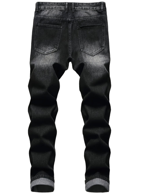 A Trendy Men's -style Distressed Skinny Jeans with Stretch
