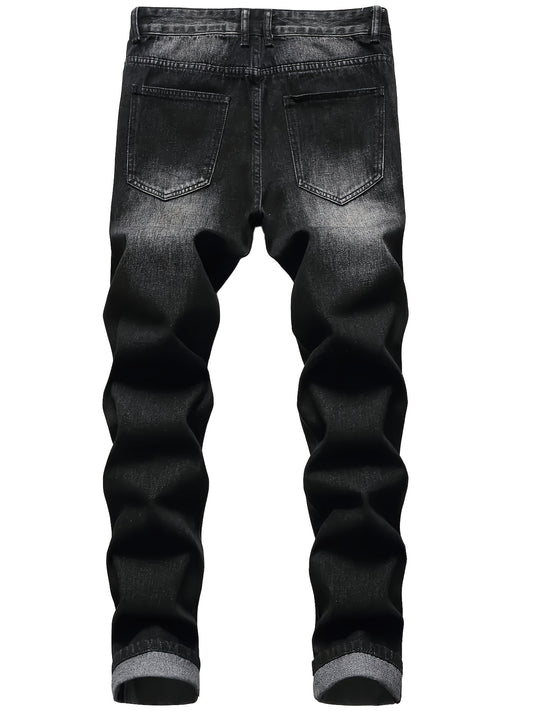 A Trendy Men's -style Distressed Skinny Jeans with Stretch
