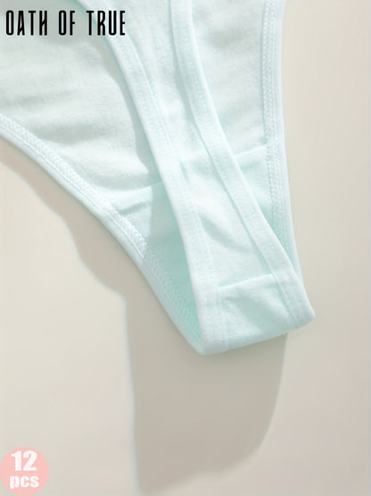 OATH OF TRUE Offers 12 Solid Color Thongs, Available in Black, Dark Blue, Mocha Gray, Gray, Burgundy, Light Beige, White, Pink, And Light Green.