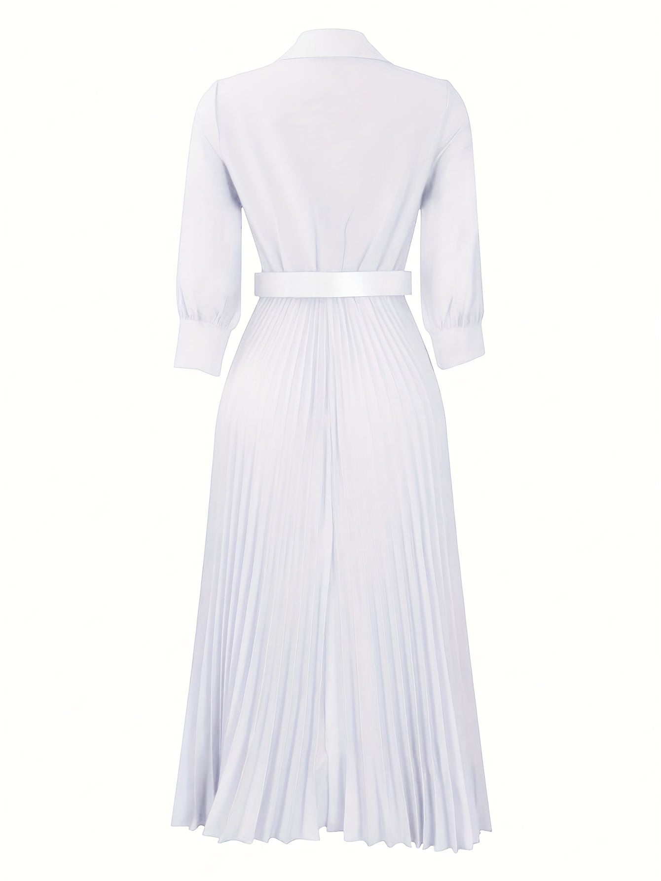 Women's Dress, 3/4 Sleeve Flared A Line, Casual Semi Formal with Belt, Wedding Guest Office Lady