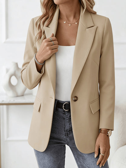 Spring And Autumn Long-Sleeved Solid Color Elegant Lapel Small Suit Jacket for Women, Suitable for Office