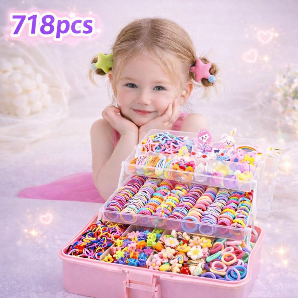 Girls' Hair Accessories Set 718-Piece - Bows and Clips