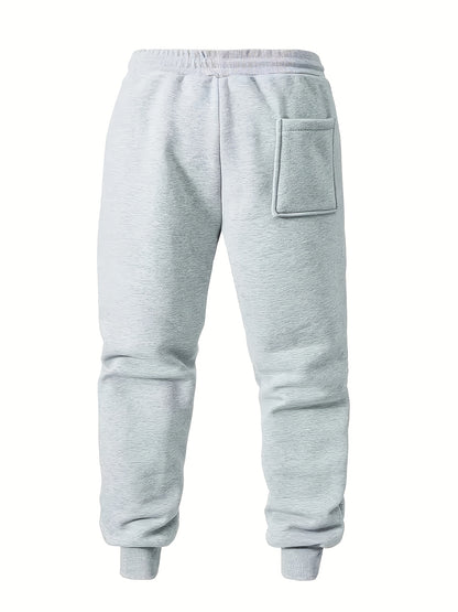 3pcs Men's Heavy-Duty -Lined Sweatpants Set Full-Length Gym Pants with Elastic Drawstring Waist And Side Pockets Breathable And Moisture-Wicking Fabric - Fall And Winter Casual Joggers Suitable for Fitness, Daily Use, And Leisure - Available