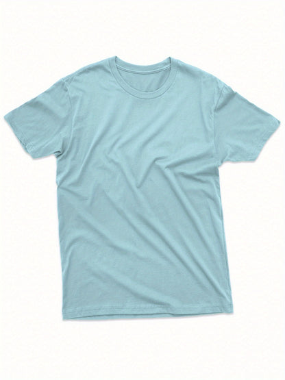 Men's Solid Color T-Shirt - Classic Neck Short Sleeve 079589