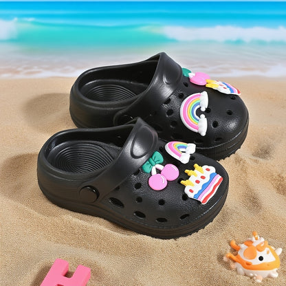 A Set of Fresh Summer Casual And Adaptable Rainbow Cherry Cake Flip-Flops for Girls Featuring an Adorable And Charming Design, Soft And Comfy on The Inside, Along with a Pair of Quiet, Slip-Resistant Flip-Flops for Boys