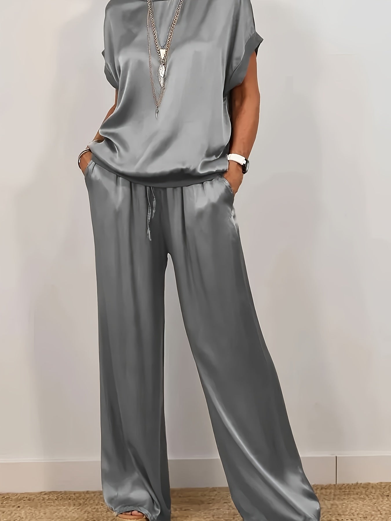 Spring/Summer New Trendy Loose Shirt, Wide Leg Pants, Casual Set