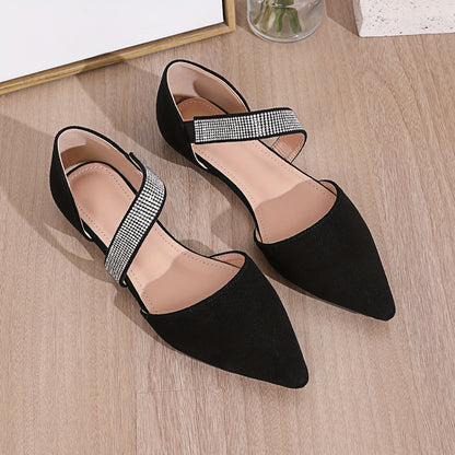 [Versatile Comfortable Shoes] Women's Spring And Autumn New Fashionable, Suitable for Pairing with Coffee Tee Versatile, Comfortable, Breathable, Lightweight, Water Diamond Pointed Shoes, Women Shoes