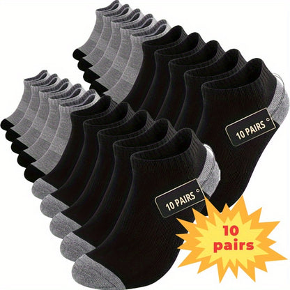 Men's Solid Color Ankle Socks - 10-Pair Pack
