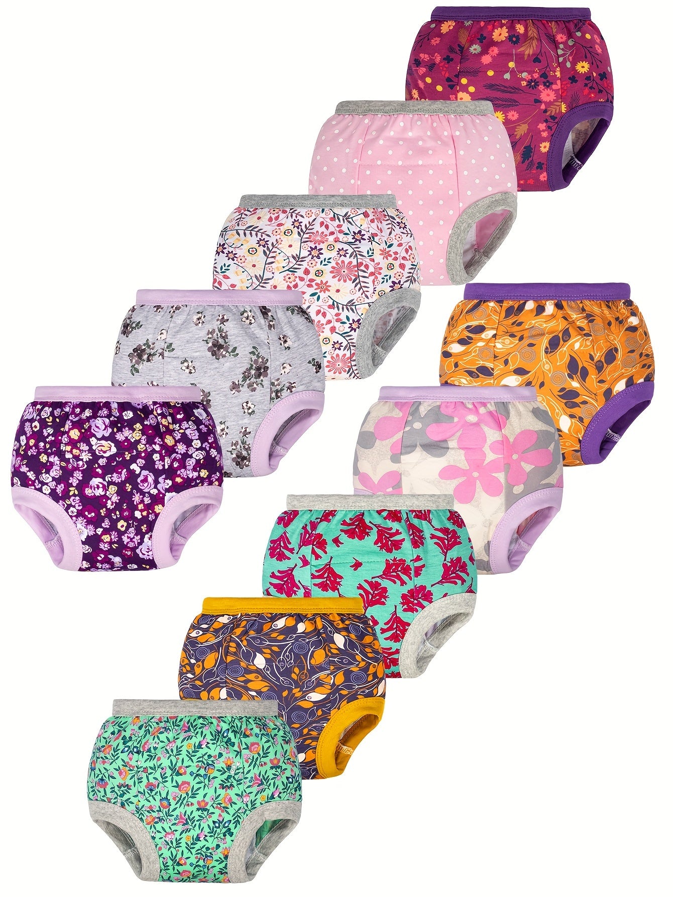 Potty Training Underwear - 10pcs, 100% Absorbent Pee Pants for Girls