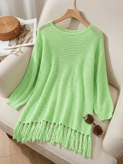 Women's Hollow Tunic Crochet Tops Beach Cover Poncho Summer Beach Cover Up Dress
