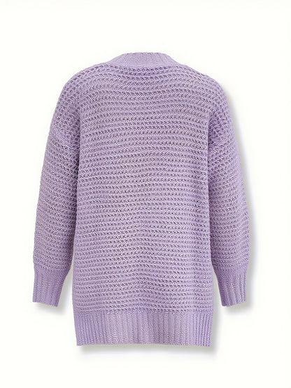 Women's Purple Polyester Oversized Long-Sleeve Sweater - product view 8