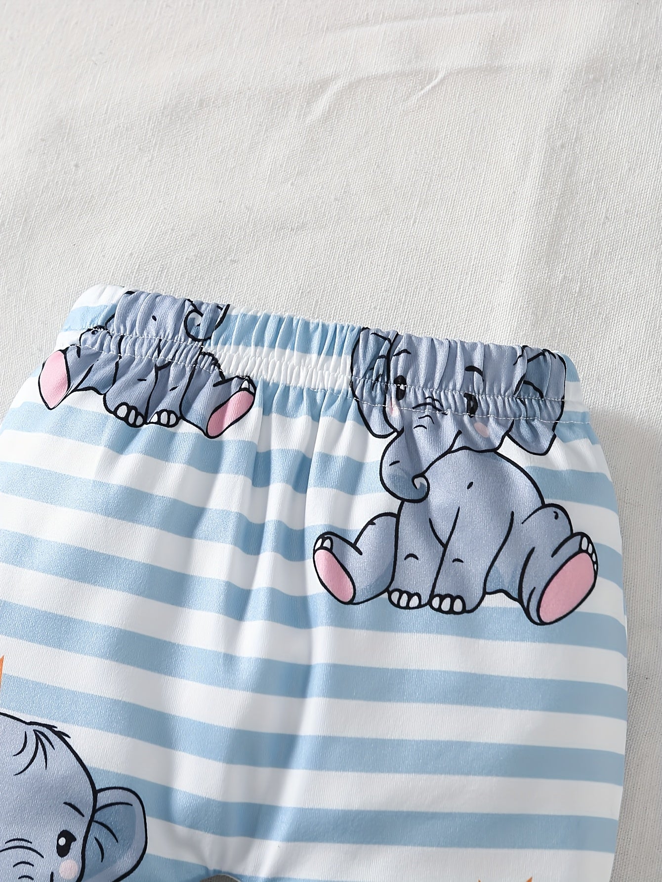 3pcs Baby Boy Newborn Spring And Autumn New Crown Cartoon Elephant with Shoulder Long Sleeved Jumpsuit&elastic Striped Cute Cartoon Elephant Full Print Panties&hat Set Suitable for Outdoor Clothing, Perfect for Outdoor