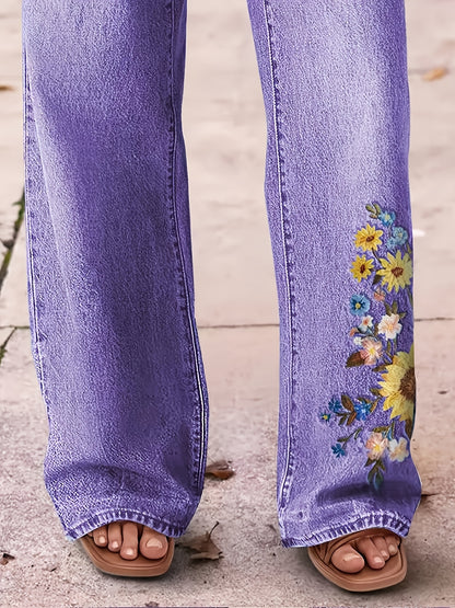 Women's High-Waisted Light Wash Jeans - Stretch Straight Pants with Beltless, Machine-Washable Casual Wear Suitable for Seasons