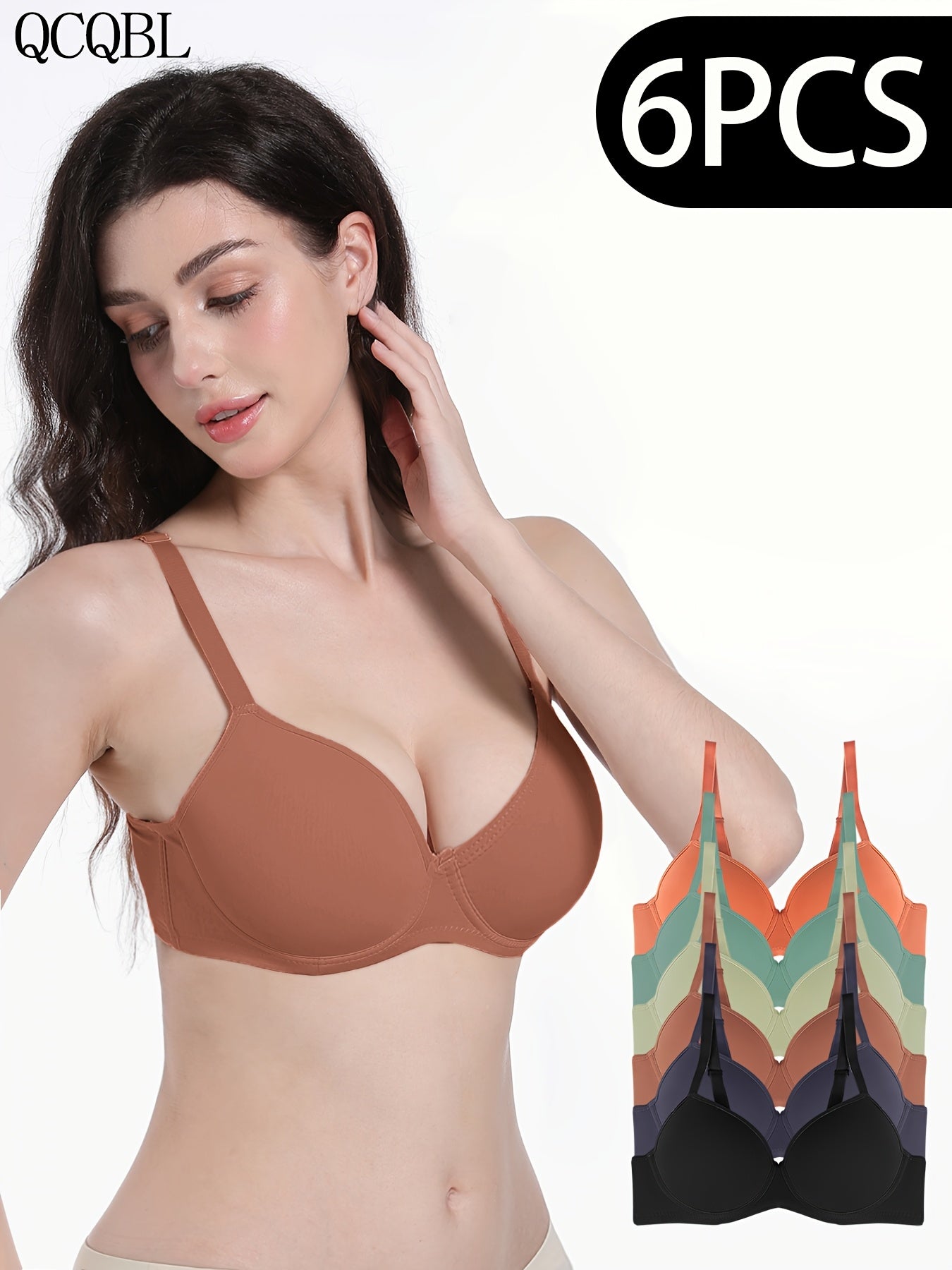 6-Pack Ultra-Soft Seamless Push-Up Bras - Comfortable Everyday Support, Elegant Style, Breathable Cups, Versatile Value Set for Women of All Shapes And Sizes - Perfect for Daily Wear, Lounging, And Layering Under Favorite Tops