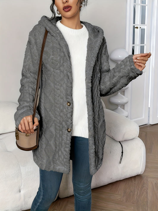 Oversized Chunky Cable Cardigan for Women in Soft Pink, Featuring an Open Front And Long Sleeves. This Winter Coat Is Perfect for Casual And Semi-Formal Fall And Winter Outfits, Designed Without Buttons