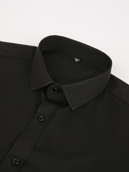Men's Solid Color Dress Shirt - Classic Neck Short Sleeve 528165