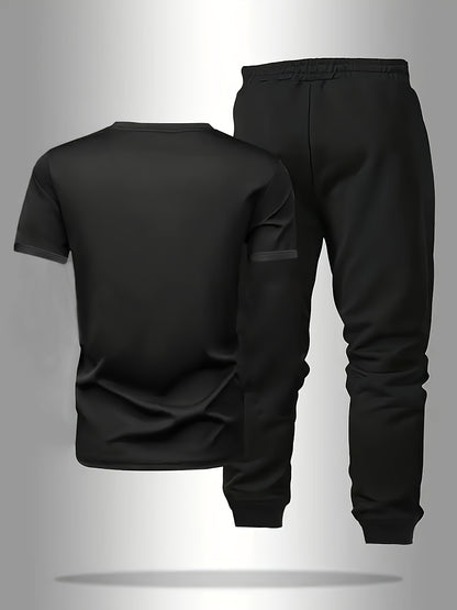 USA Men's Casual Sportswear Set Summer T-Shirt and Pants Two-Piece