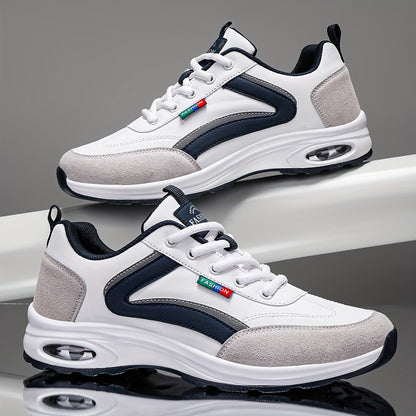 Men's Fashion Road Running Shoes - Casual & Sporty, Two-Tone Design with Air Cushion, Durable Rubber Sole, Comfortable Fabric Lining, Lace-Up, Low-Top Sneakers for All Seasons