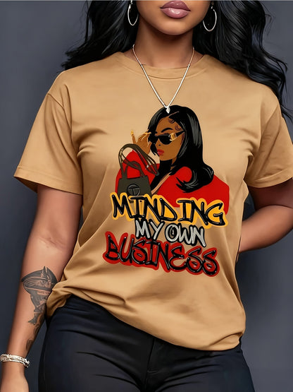 Trendy Anime Graphic Women'S Round Neck T-Shirt Made from Pure, Featuring a Minimalist Design That Is Both Comfortable And Breathable, Perfect for Everyday Casual Outfits. It Highlights a Natural And Sophisticated Look