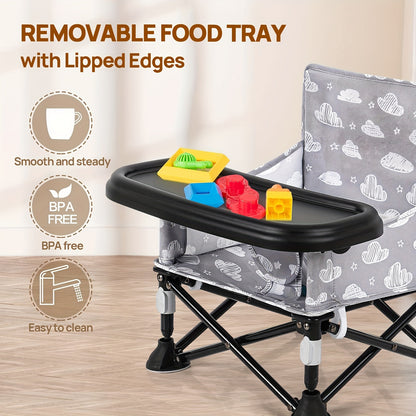 Portable Baby Chair Baby Beach Chair:Foldable Baby Portable Dining Chair, Baby Camping Chair With Tray For Baby Girl, Design Straps To Kitchen Chairs, Indoor/Outdoor Use As Hallowee & Christmas