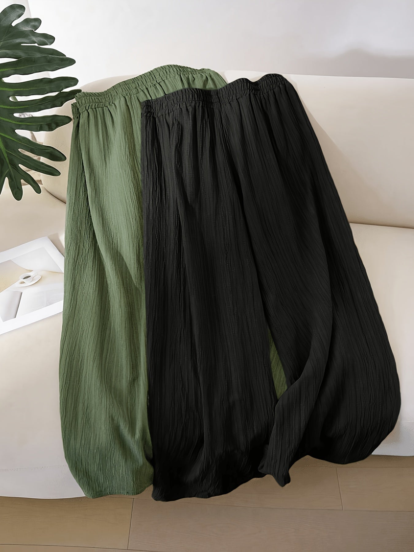 Women's 2pack Black + White Pleated Wide-Leg Pants - product view 30