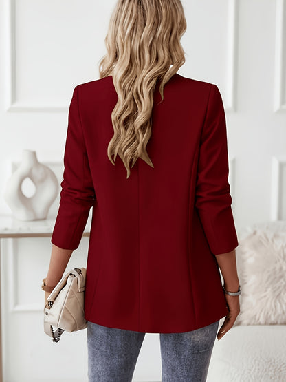 Spring And Autumn Long-Sleeved Solid Color Elegant Lapel Small Suit Jacket for Women, Suitable for Office