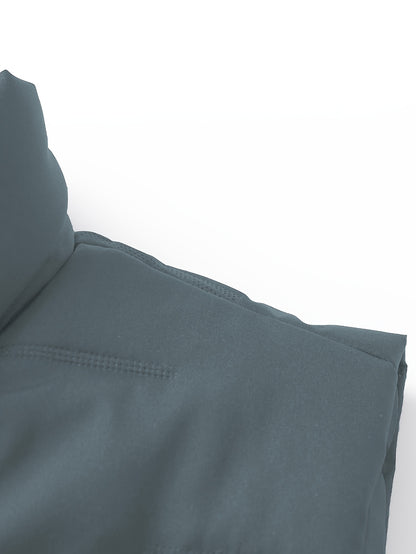 Men's Casual Stand Collar Vest, 100% Polyester Solid Color, Warm Fall/Winter Outerwear with Pockets, Non-Stretch Woven Fabric, Regular Fit - 120gsm