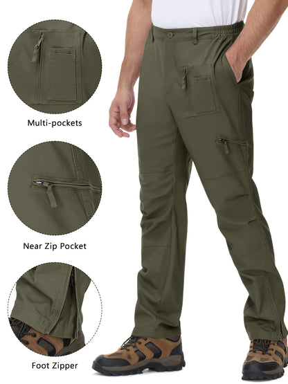 Men'S Cargo Pants /Spandex Scratch-Resistant Outdoor Training Trousers Lightweight with 9 Utility Pockets, Work Pants for Men Zippered Hem Design, Elastic Waistband for Daily Commuting, Office, And Outdoor Activities (Belt Not Included)