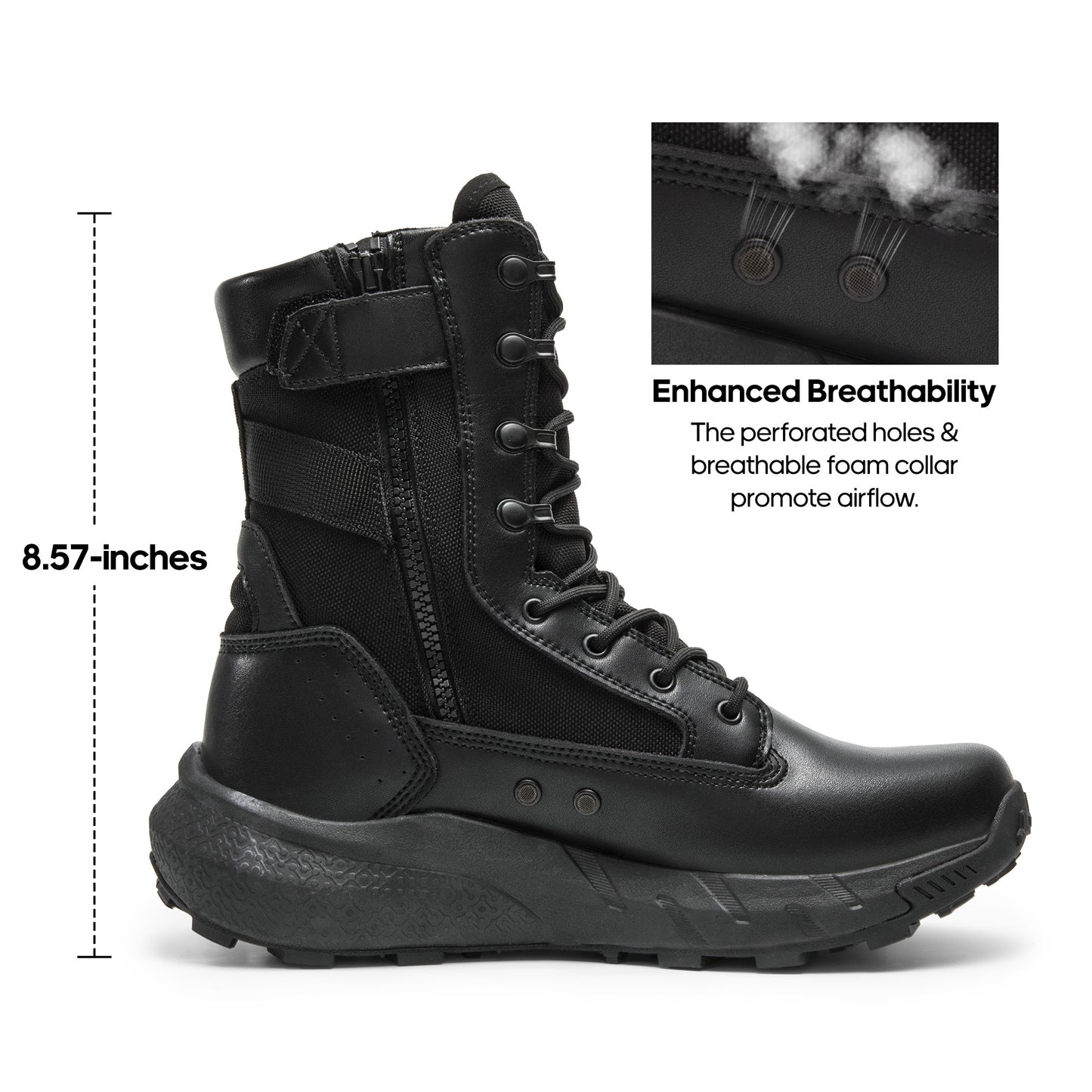 Men's Breathable Zipper Work Boots Side Lightweight Hiking Motorcycle Boots