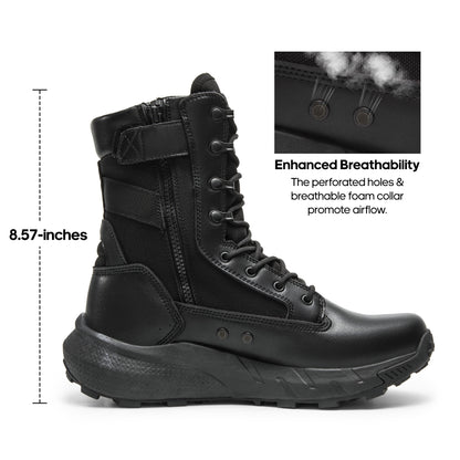 Men's Breathable Zipper Work Boots Side Lightweight Hiking Motorcycle Boots