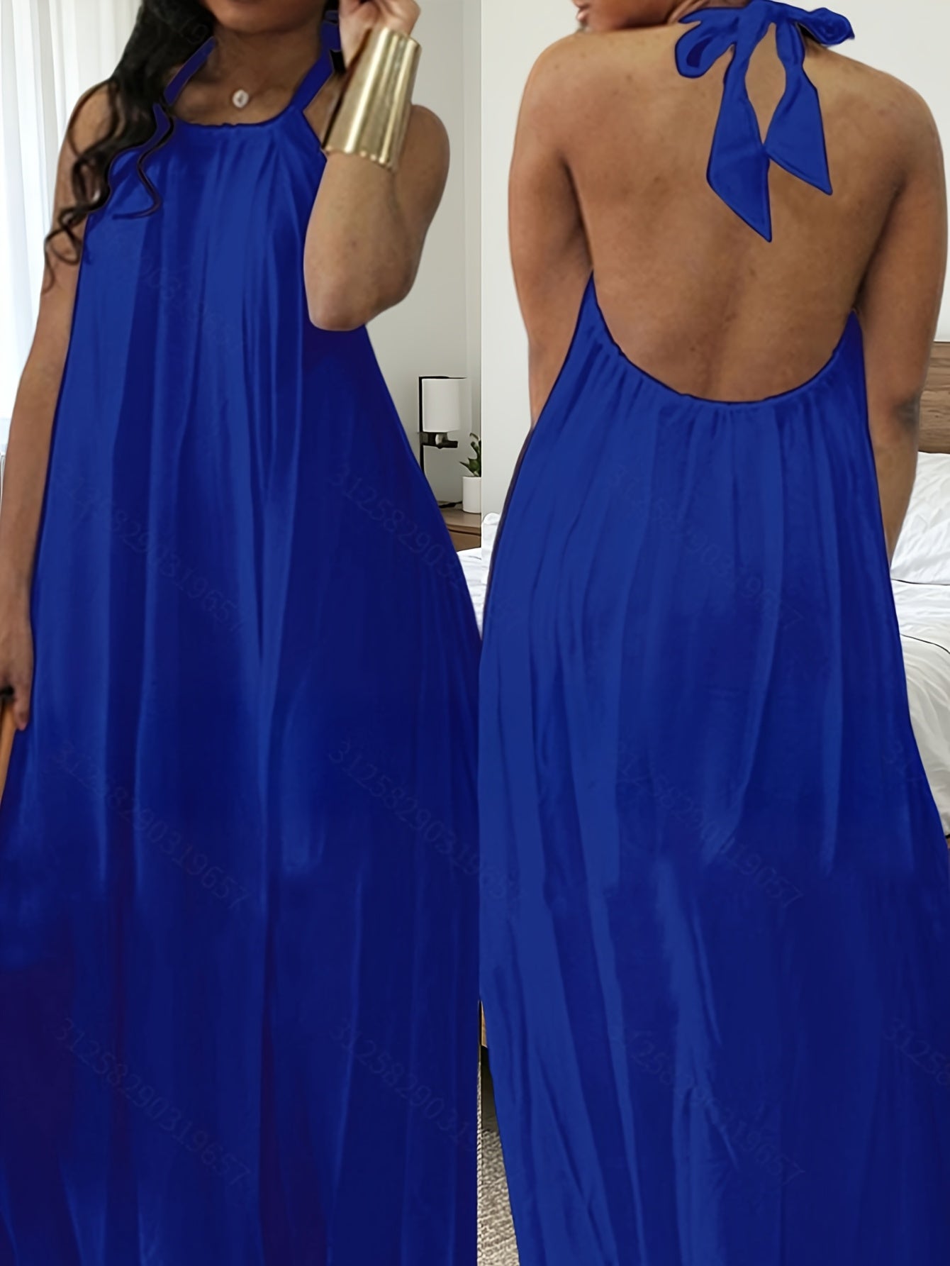 Women's Blue Lace Sleeveless Dress - product view 12
