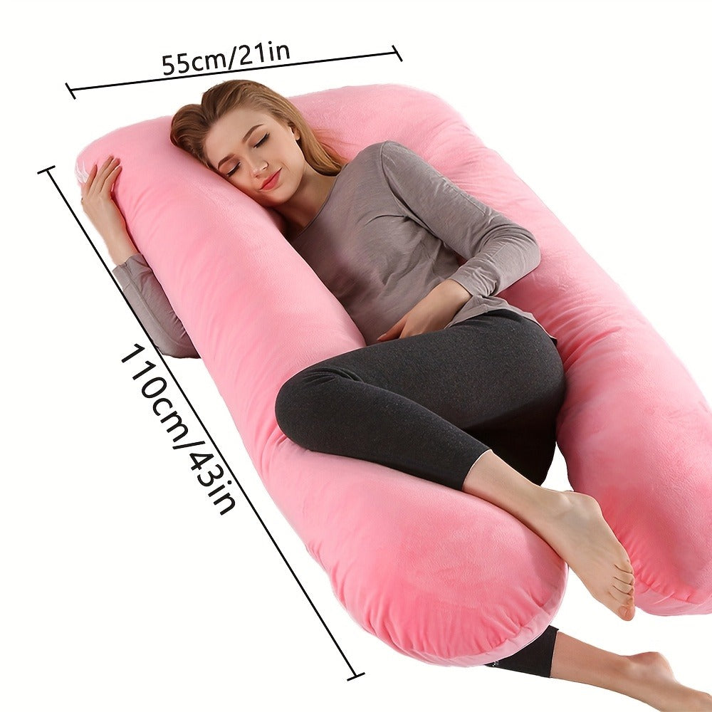 J-Shaped Pregnancy Pillow - Full-Body Support with Removable Cover