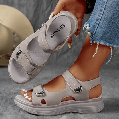 Women's Wide-Fit Thick Platform Sandals with Arch Support & Shock Absorption - Cushioned Sole, Adjustable Hook-and-Loop Back Strap, Open-Toe Traction Heel Suitable for Wide Feet, Athletic Casual Sneakers for Casual Attire, Women Shoes