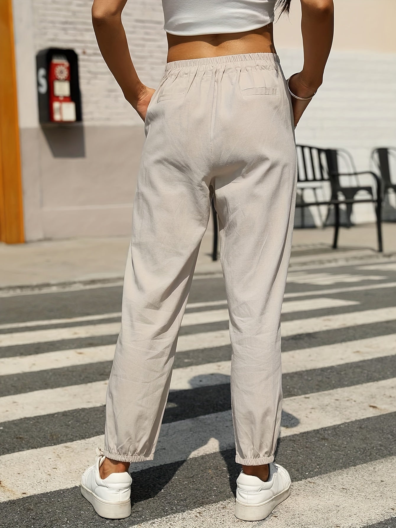 Women's Linen Pants - Summer High Waist Straight Leg Pants with Drawstring | Casual Beach Palazzo Pants | Boho Vacation Trousers for Travel