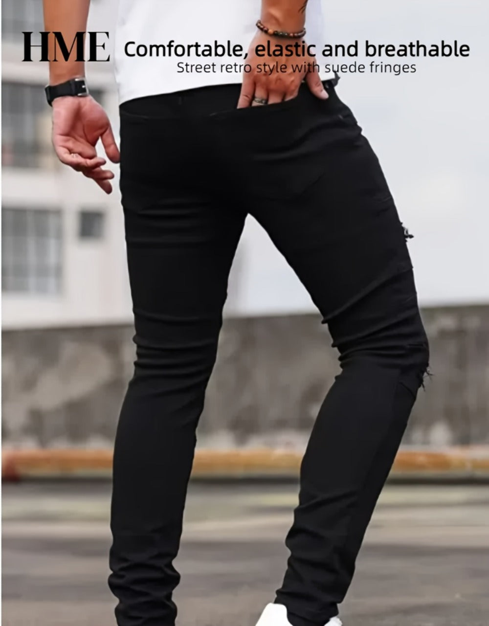 Men's Skinny Jeans - Classic Wash Patchwork