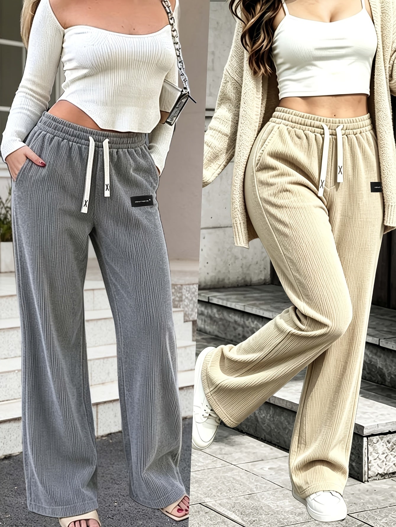 Women's Khaki Polyester Pants - product view 10