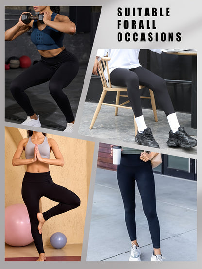 5 Pack Women'S High Waisted Tummy Control Leggings - Super Soft 4-Way Stretch Workout Yoga Running Pants, Full-Length Non-Sheer Gym Leggings with Full Coverage, All-Season Comfort in 5 Colors (Pink, Brown, Black, Navy, White) - Snug Fit for Gym, Yoga & Ca