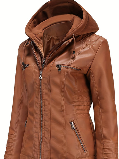 Women'S Jacket Motorcycle Jacket for Riders with Removable Hood