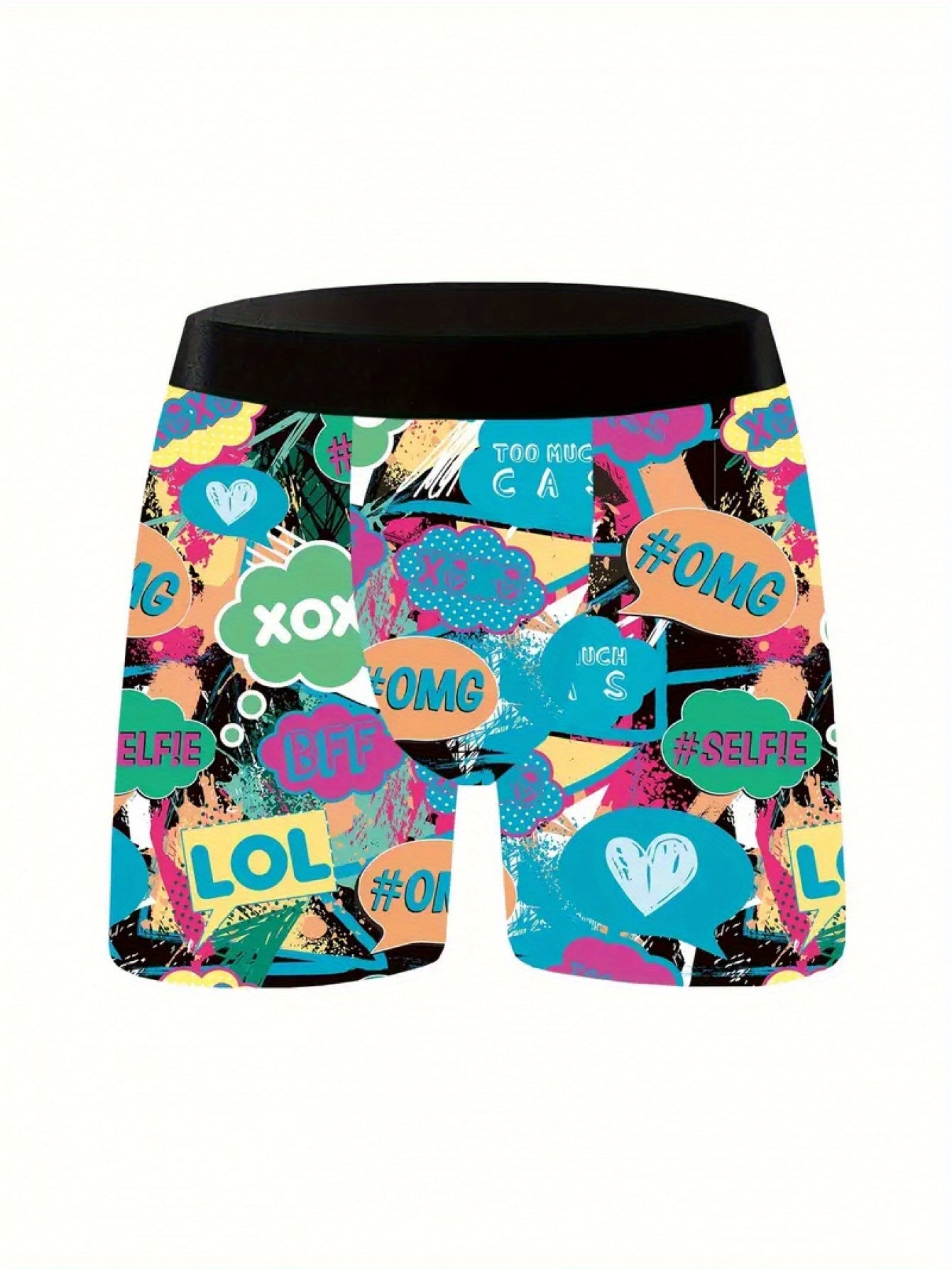 10pcs Men's Graffiti and Game Controller Boxer Briefs- Breathable Quick-Dry Polyester, Medium Elasticity, Random Camouflage Print for Home, Swimming, and Casual Wear, Playful Pattern Boxer Briefs| Comfortable and Well-fitted Boxer Shorts