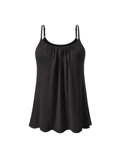 Vislivin Women'S Summer Camisole with Built-In Bra Pads, Seamless Sleeveless Design Featuring Adjustable Thin Straps, Soft And Loose Fit for Comfortable Daily Wear at Home, Available in Plus Size 4XL