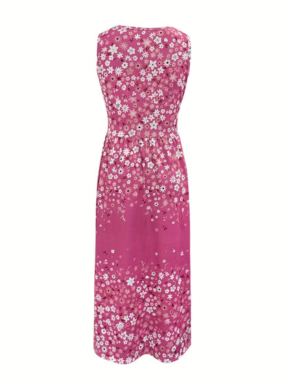 Spring And Summer Fashion Vacation Floral Print Vest Dress