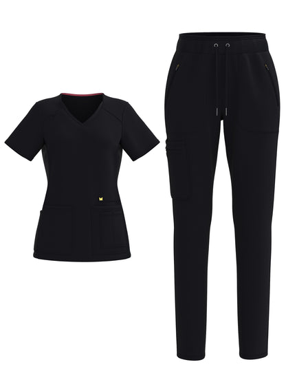 PandaFlex 4 Way Stretch Women Scrub Set Modern Fit V-Neck Top & Multi Pocket Pants 3371