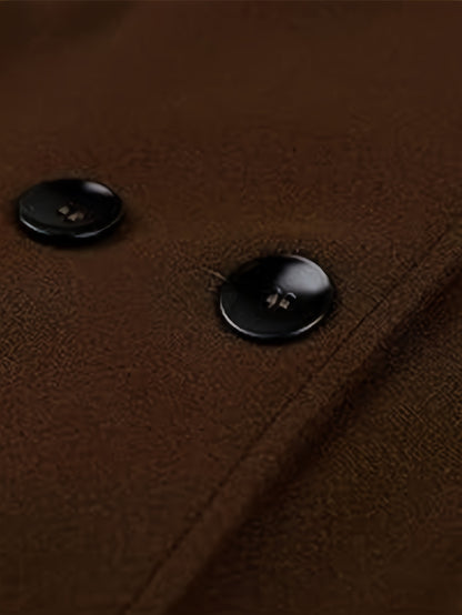 Women'S Cozy Double-Breasted Wool Peacoat Trench Jacket with Hood