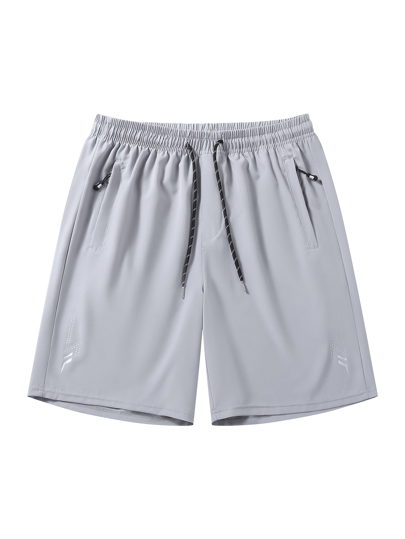5pcs Men's Casual Sports Shorts with Hidden Zipper Pockets, Contrast Zipper, Summer Breathable Quick-Dry Fabric, for Daily Wear, Running, Basketball, Knee-Length Pants for Men, Quick-Dry Fitness Shorts for Men, Striped Waistband with Drawstring